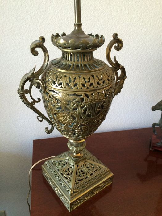 Magnificient Renaissance Revival Style Brass Lamp [Photo 1]