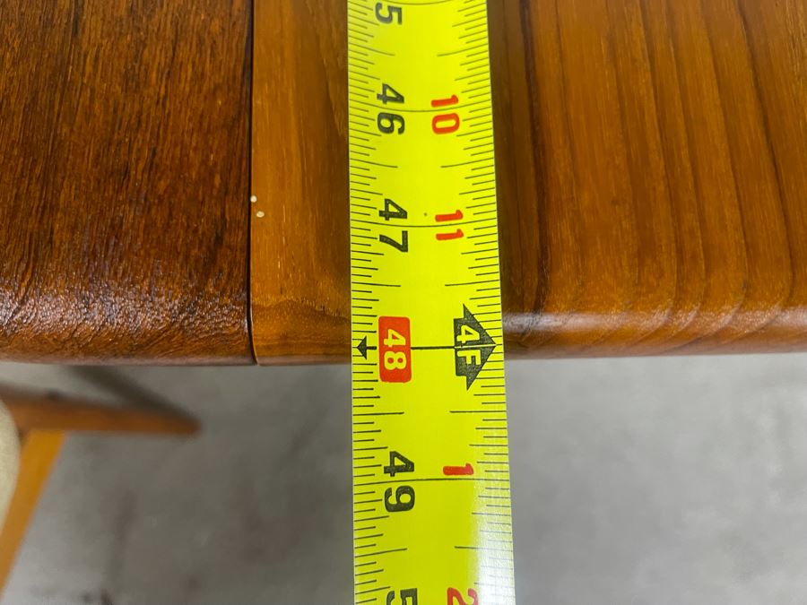 Danish Mid-Century Modern Solid Teak Dining Set With Four Chairs And 4' Round Dining Table With 20' Leaf Extension By Findahls Made In Denmark [Photo 23]