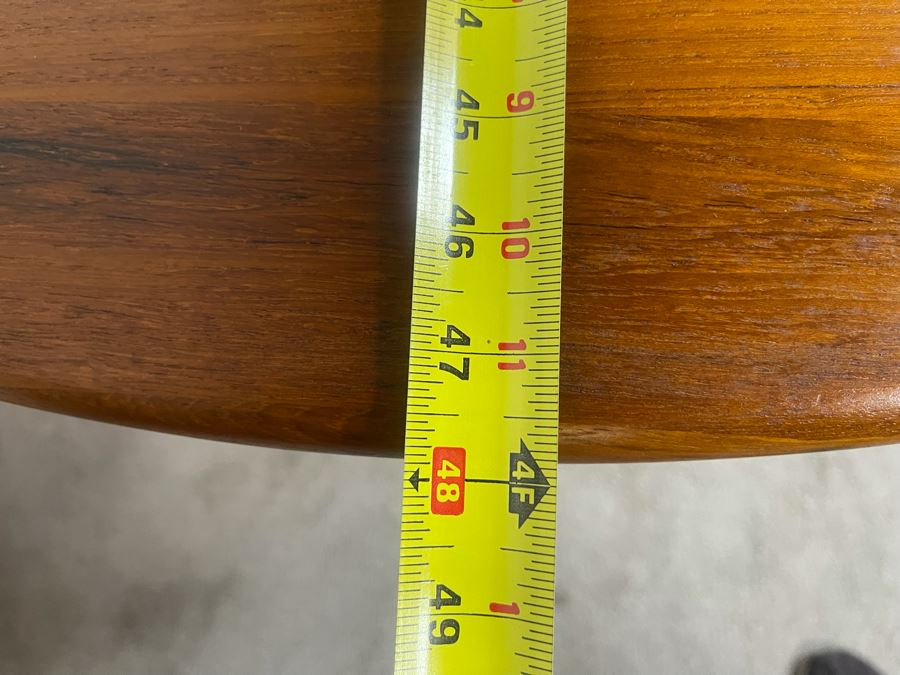 Danish Mid-Century Modern Solid Teak Dining Set With Four Chairs And 4' Round Dining Table With 20' Leaf Extension By Findahls Made In Denmark [Photo 30]