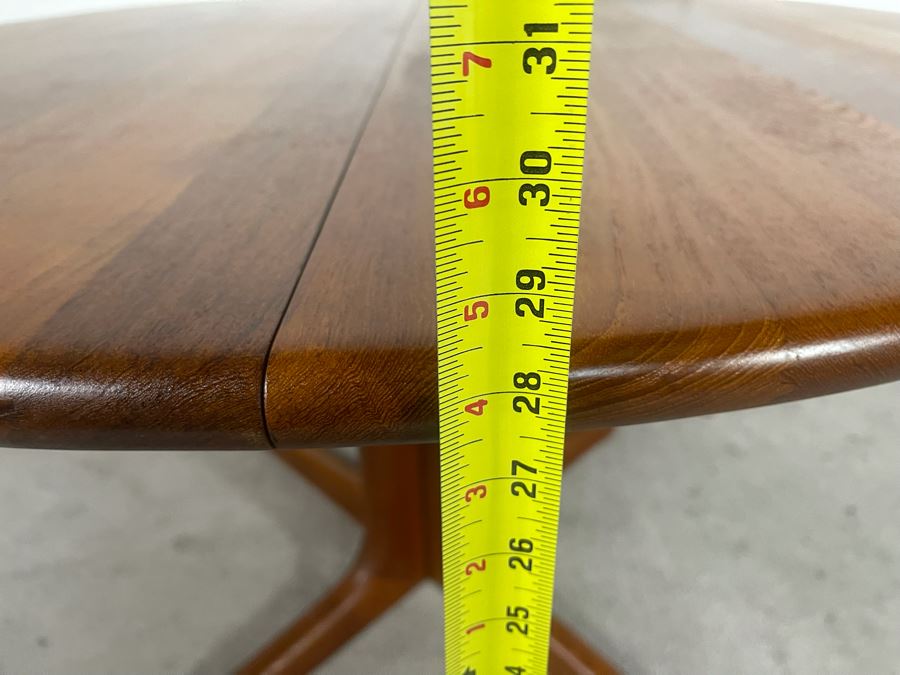 Danish Mid-Century Modern Solid Teak Dining Set With Four Chairs And 4' Round Dining Table With 20' Leaf Extension By Findahls Made In Denmark [Photo 31]