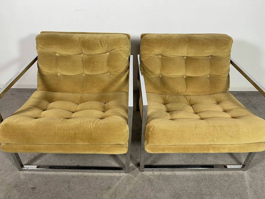 Mid-Century Modern Chrome Lounge Chairs In Style Of Milo Baughman 29W X 32D X 26H [Photo 18]