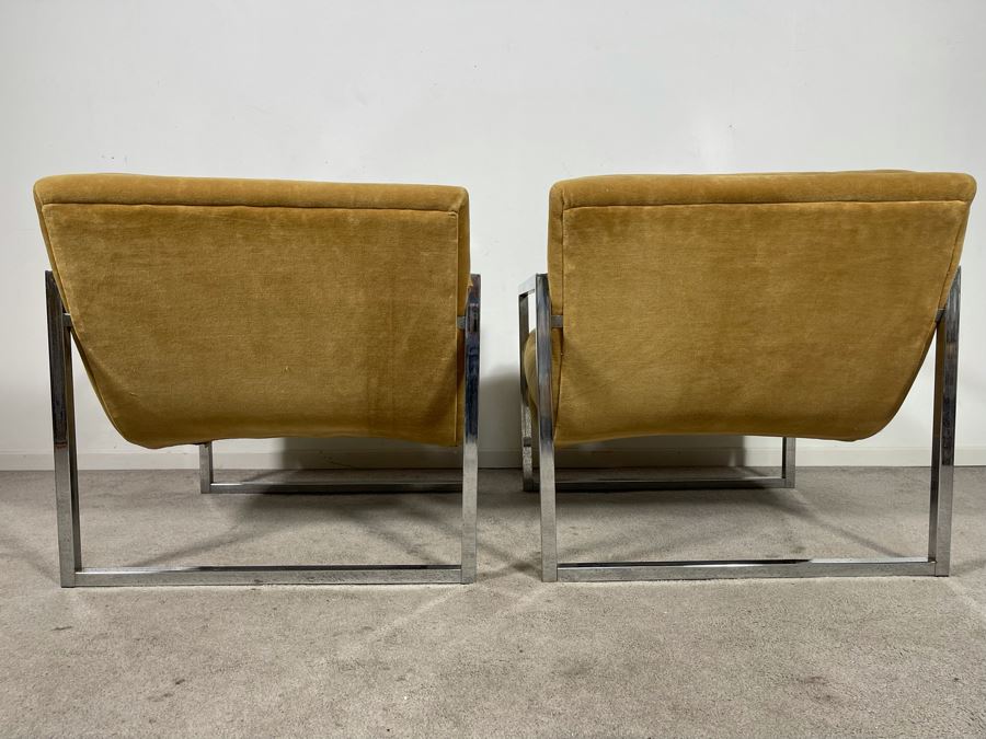 Mid-Century Modern Chrome Lounge Chairs In Style Of Milo Baughman 29W X 32D X 26H [Photo 8]