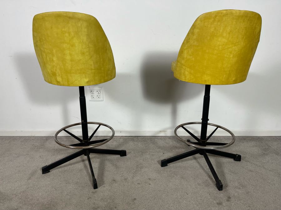 Pair Of Vintage Yellow Cosco Barstools 28H Seat Height [Photo 5]