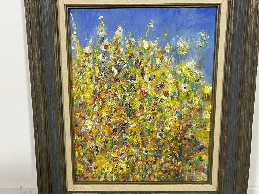 Original Abstract Still Life Painting On Canvas Framed Artist Unknown 20 X 16
