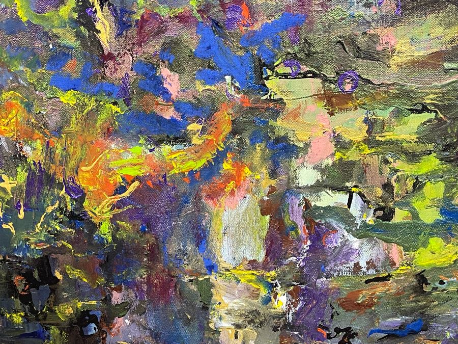 Original Abstract Colorful Painting On Canvas Artist Unknown 30 X 24 [Photo 4]