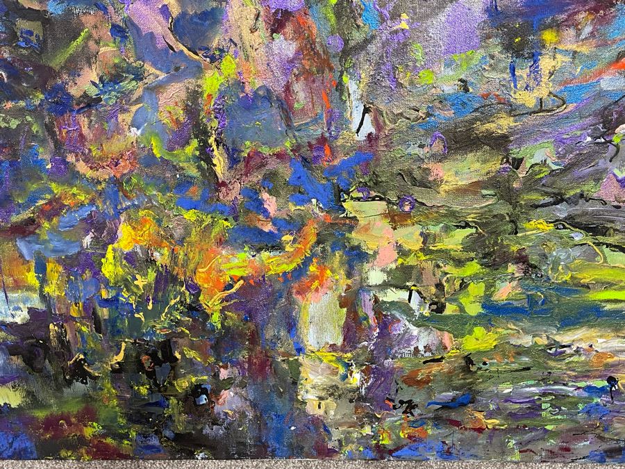 Original Abstract Colorful Painting On Canvas Artist Unknown 30 X 24 [Photo 5]