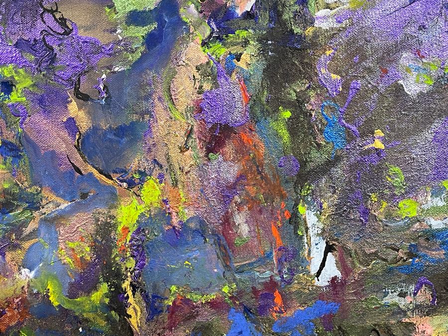 Original Abstract Colorful Painting On Canvas Artist Unknown 30 X 24 [Photo 3]