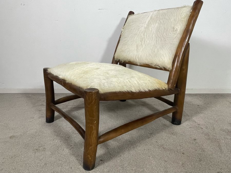 Wooden Cow Hide Chair 23W X 31D X 29H [Photo 8]