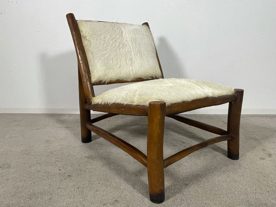 Wooden Cow Hide Chair 23W X 31D X 29H [Photo 2]