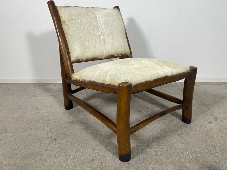 Wooden Cow Hide Chair 23W X 31D X 29H [Photo 1]