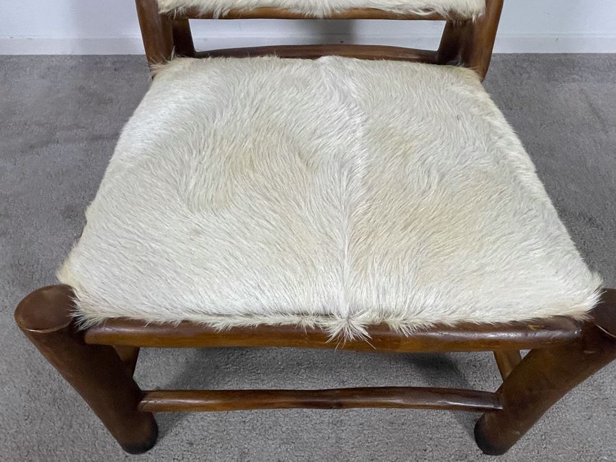 Wooden Cow Hide Chair 23W X 31D X 29H [Photo 5]