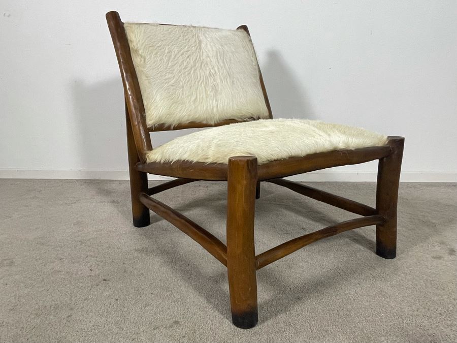 Wooden Cow Hide Chair 23W X 31D X 29H [Photo 3]