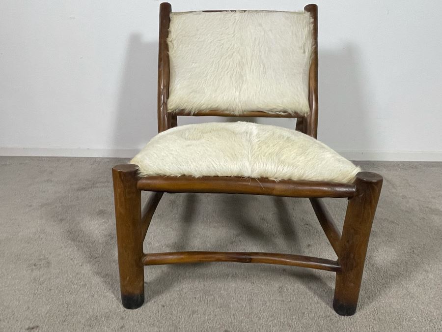 Wooden Cow Hide Chair 23W X 31D X 29H [Photo 4]
