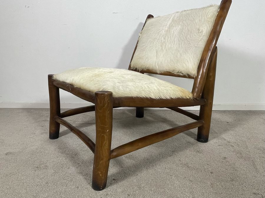 Wooden Cow Hide Chair 23W X 31D X 29H [Photo 7]