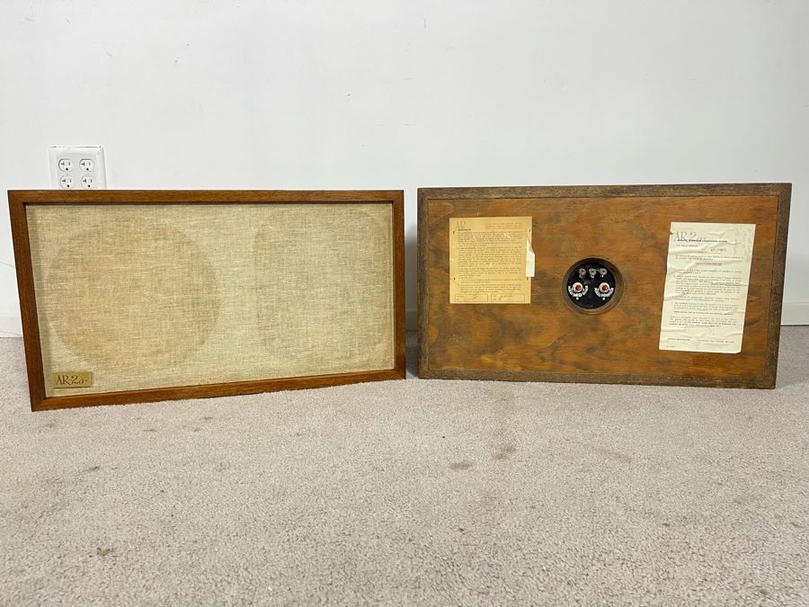 Pair Of Acoustic Research AR-2ax Acoustic Suspension Loudspeakers System With Original Warranty Card - Speaker Cabinets Are Sealed Air Tight (Foam Not Used For Cones - Video Posted) 24W X 13.5H X 11.5D [Photo 2]