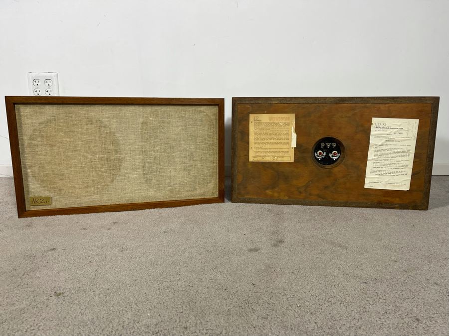 Pair Of Acoustic Research AR-2ax Acoustic Suspension Loudspeakers System With Original Warranty Card - Speaker Cabinets Are Sealed Air Tight (Foam Not Used For Cones - Video Posted) 24W X 13.5H X 11.5D [Photo 8]