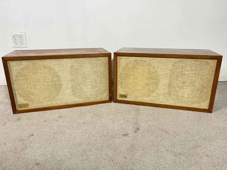 Pair Of Acoustic Research AR-2ax Acoustic Suspension Loudspeakers System With Original Warranty Card - Speaker Cabinets Are Sealed Air Tight (Foam Not Used For Cones - Video Posted) 24W X 13.5H X 11.5D [Photo 1]