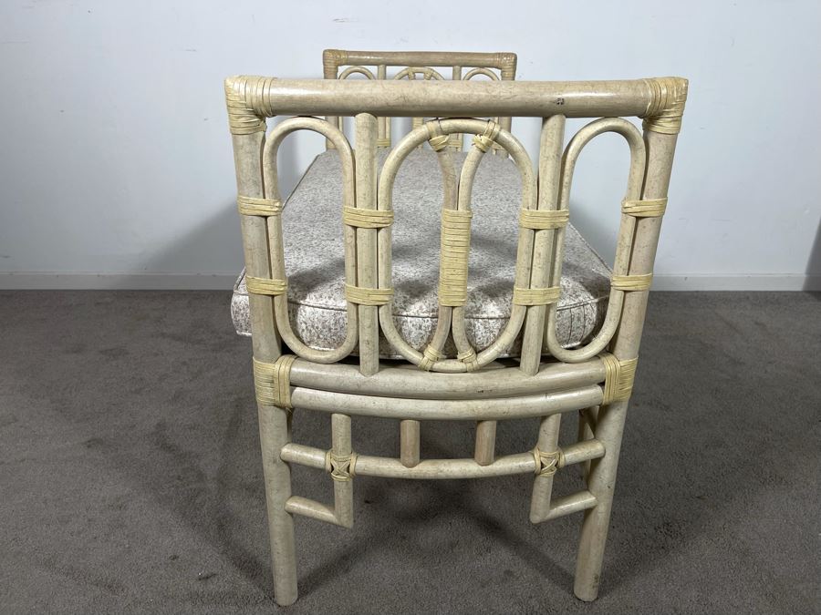 Vintage Cane Seat Bench With Cushion 42W X 19D X 28H [Photo 5]