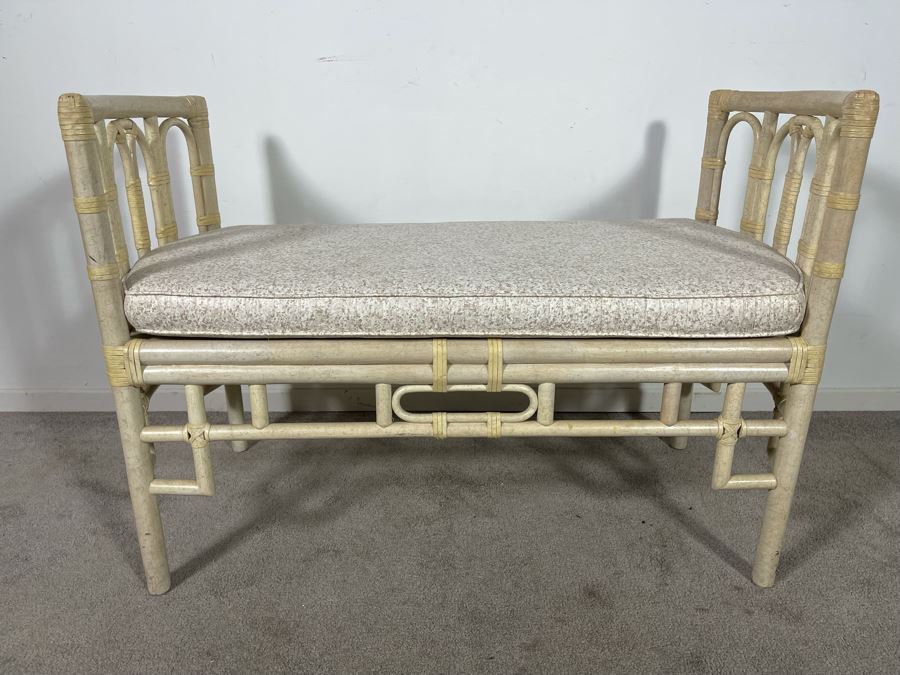 Vintage Cane Seat Bench With Cushion 42W X 19D X 28H [Photo 2]
