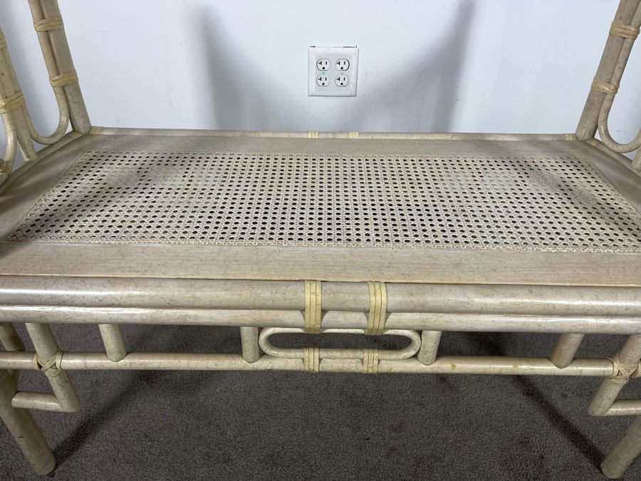Vintage Cane Seat Bench With Cushion 42W X 19D X 28H [Photo 7]