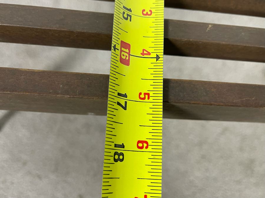 Mid-Century Modern Wooden Slat Bench - One Side Has Been Cut To Butt Against Wall 44.5W X 17D X 16H [Photo 12]