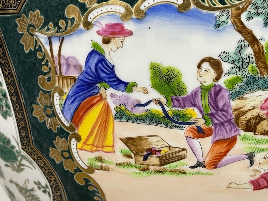 Vintage Chinese Porcelain Fish Bowl Planter With Wooden Stand 14R X 12H [Photo 11]