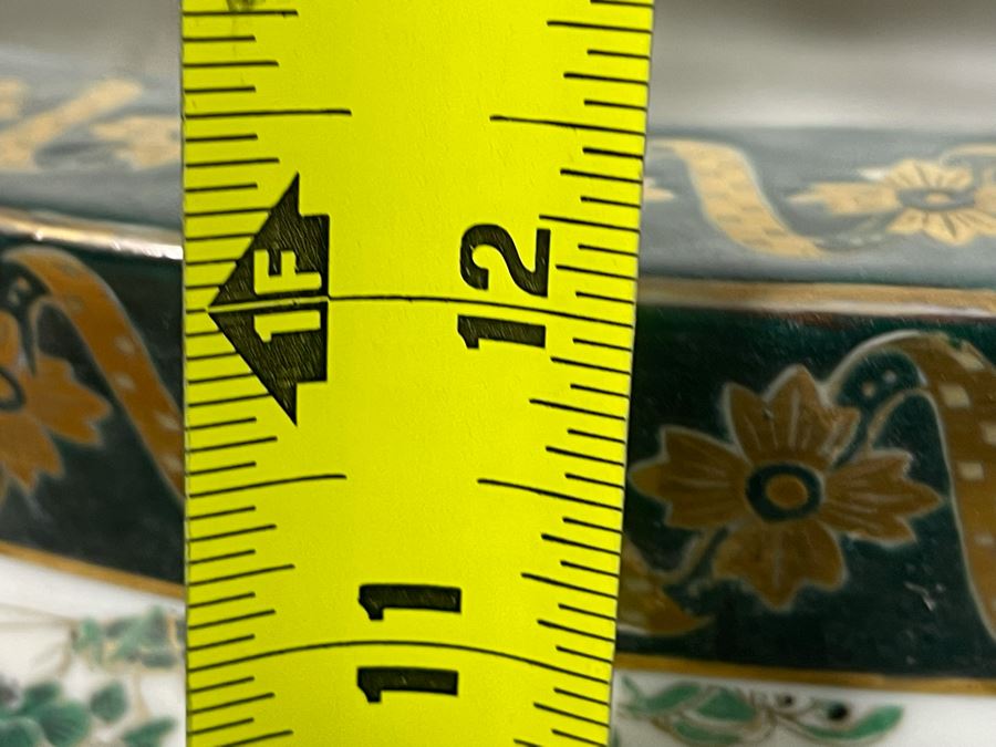 Vintage Chinese Porcelain Fish Bowl Planter With Wooden Stand 14R X 12H [Photo 18]