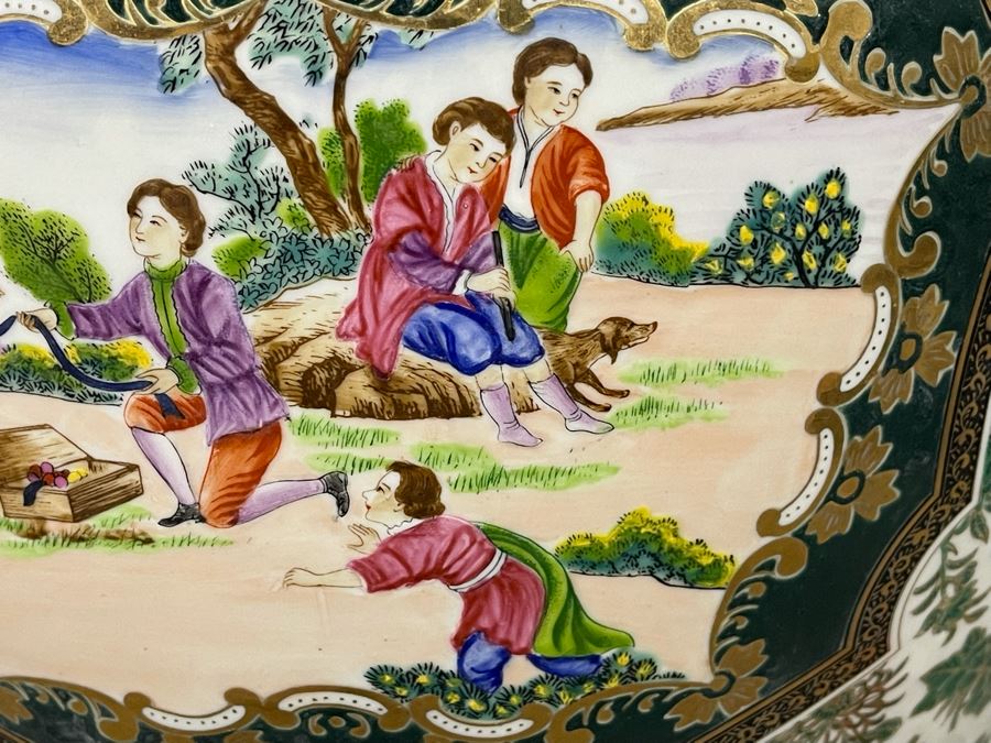 Vintage Chinese Porcelain Fish Bowl Planter With Wooden Stand 14R X 12H [Photo 12]