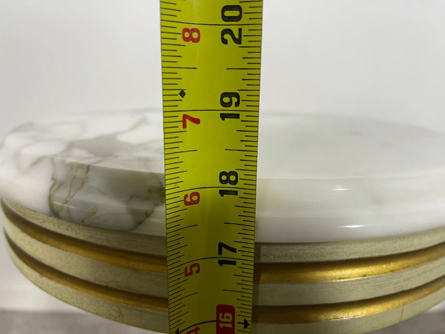 Vintage Italian Round Marble Top Side Table 14R X 18H [Photo 8]