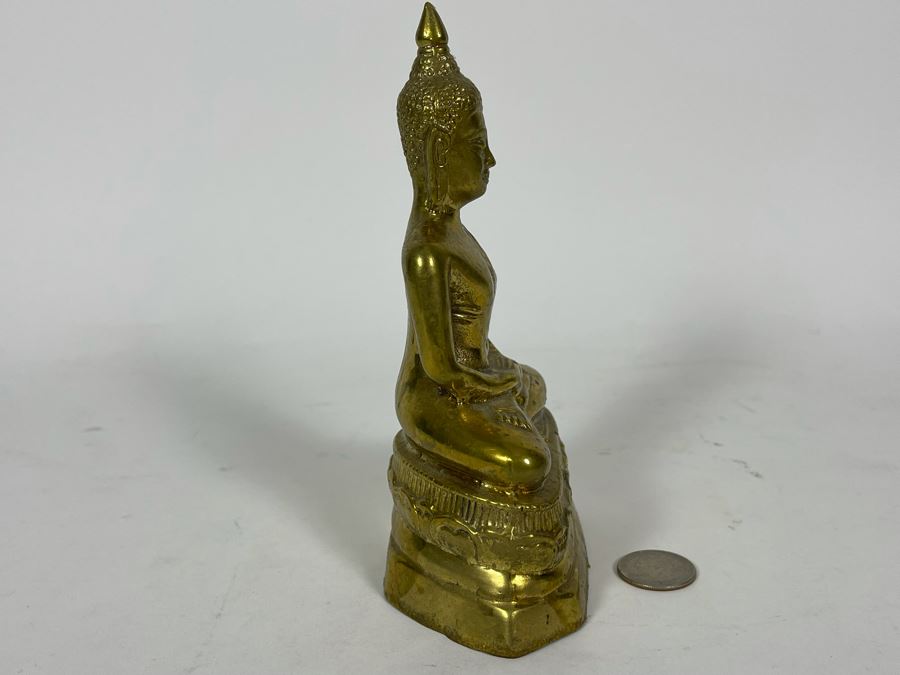 Gilded Buddha Metal Statue From Thailand 7H [Photo 4]