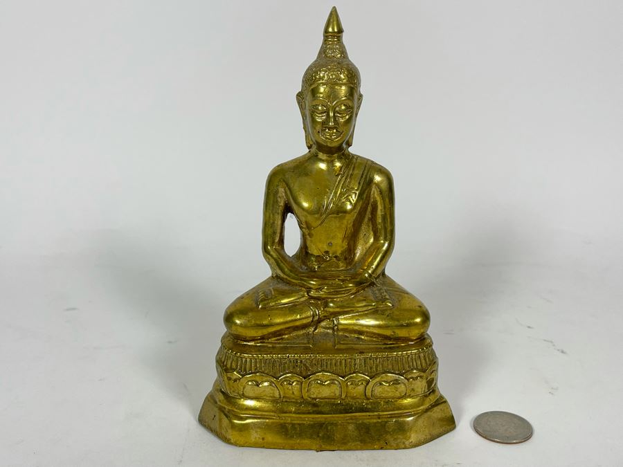 Gilded Buddha Metal Statue From Thailand 7H [Photo 2]