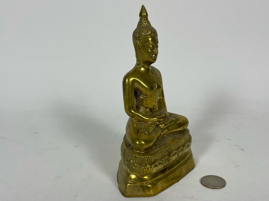 Gilded Buddha Metal Statue From Thailand 7H [Photo 3]