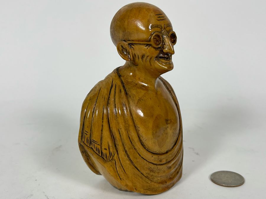 Carved Wooden Gandhi Sculpture Figurine 5H [Photo 3]