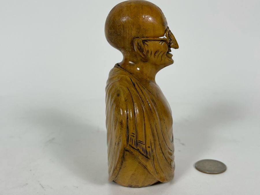 Carved Wooden Gandhi Sculpture Figurine 5H [Photo 4]