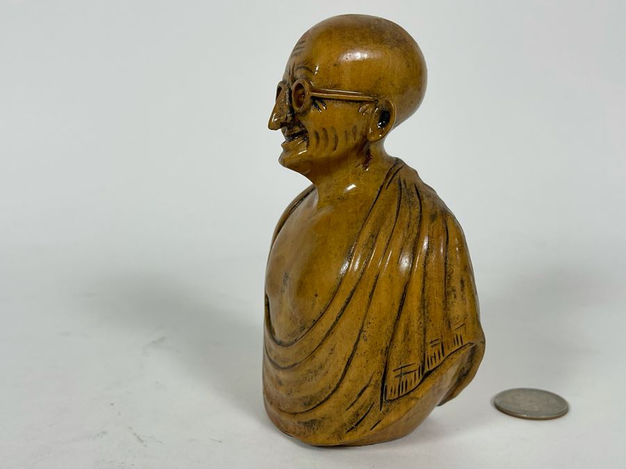 Carved Wooden Gandhi Sculpture Figurine 5H [Photo 6]