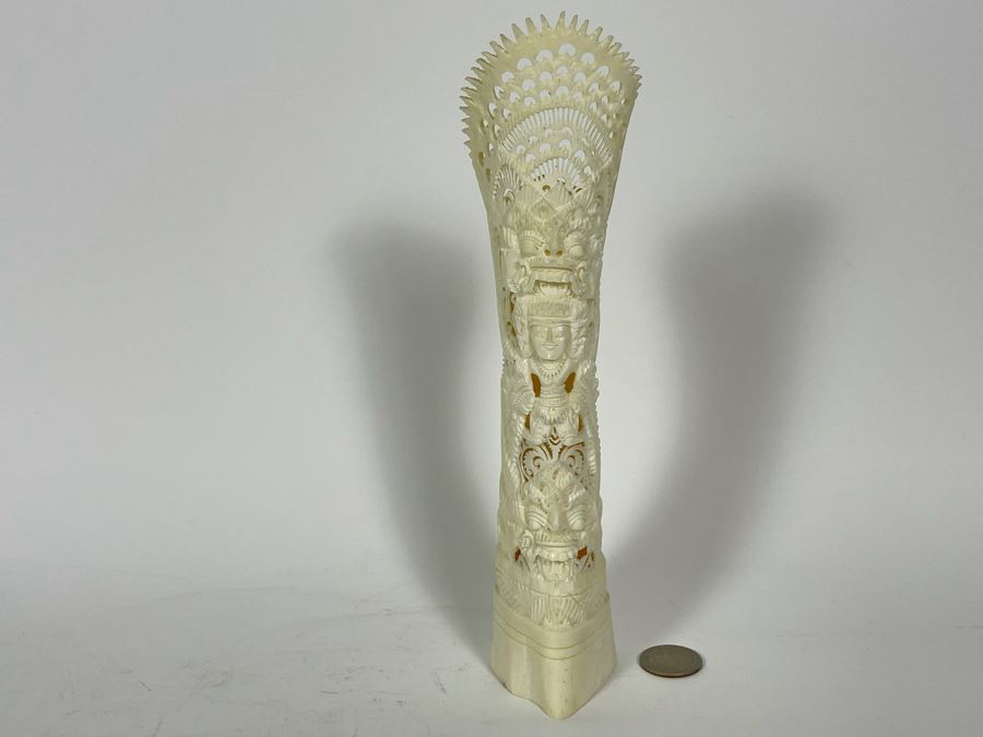 Vintage Hand Carved Bone Totem Sculpture Bali Indonesia 9.5H [Photo 2]
