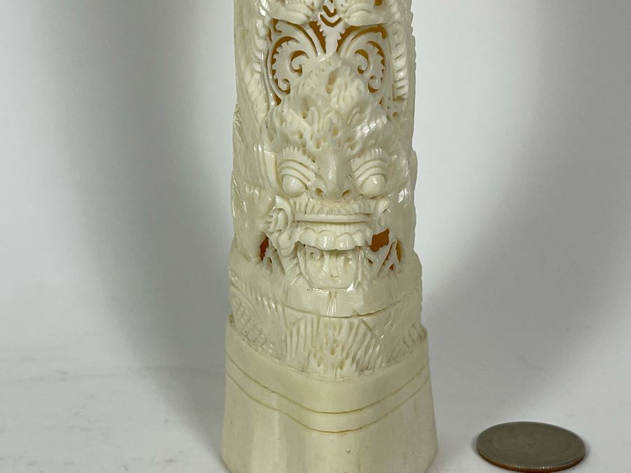 Vintage Hand Carved Bone Totem Sculpture Bali Indonesia 9.5H [Photo 6]