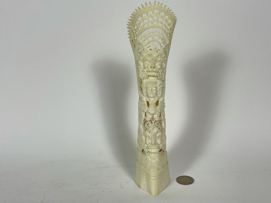 Vintage Hand Carved Bone Totem Sculpture Bali Indonesia 9.5H [Photo 3]