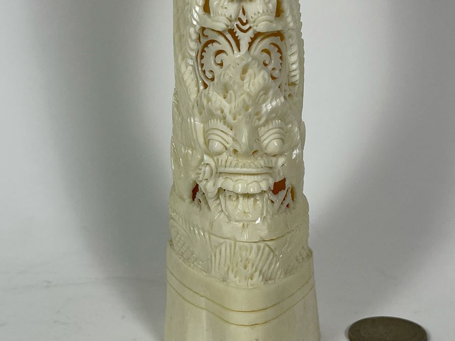 Vintage Hand Carved Bone Totem Sculpture Bali Indonesia 9.5H [Photo 5]