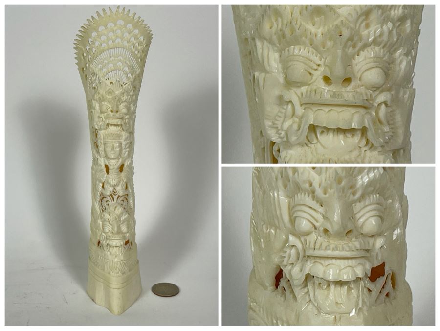 Vintage Hand Carved Bone Totem Sculpture Bali Indonesia 9.5H [Photo 1]