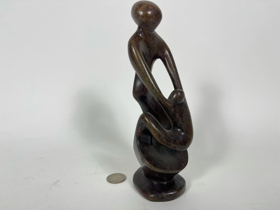 Signed Original African Swaziland Carved Stone Sculpture Of Woman With ...