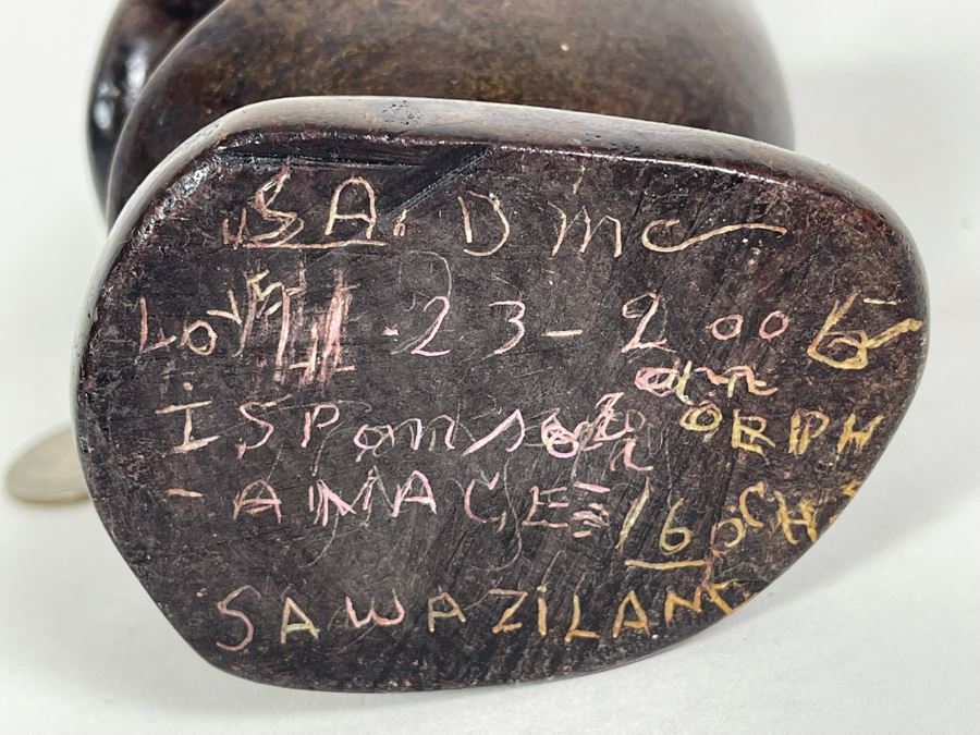 Signed Original African Swaziland Carved Stone Sculpture Of Woman With Child 8.5H [Photo 10]