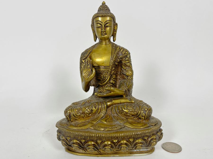 Vintage Heavy Brass Buddha Sculpture [Photo 3]