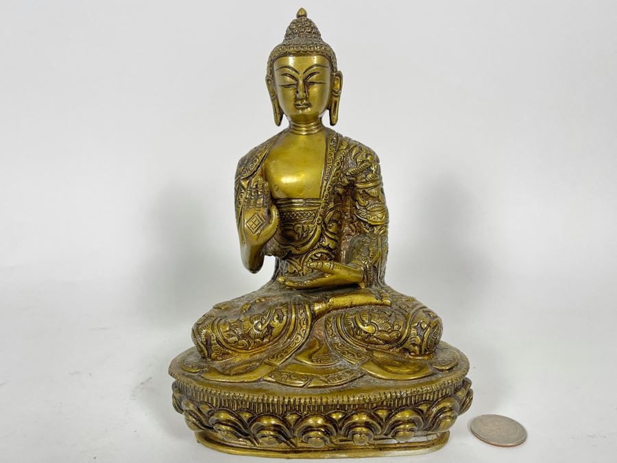 Vintage Heavy Brass Buddha Sculpture [Photo 4]