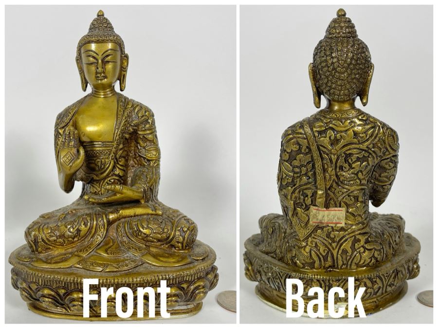 Vintage Heavy Brass Buddha Sculpture