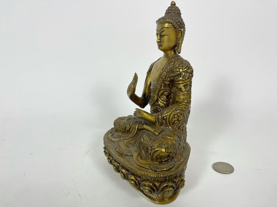 Vintage Heavy Brass Buddha Sculpture [Photo 9]