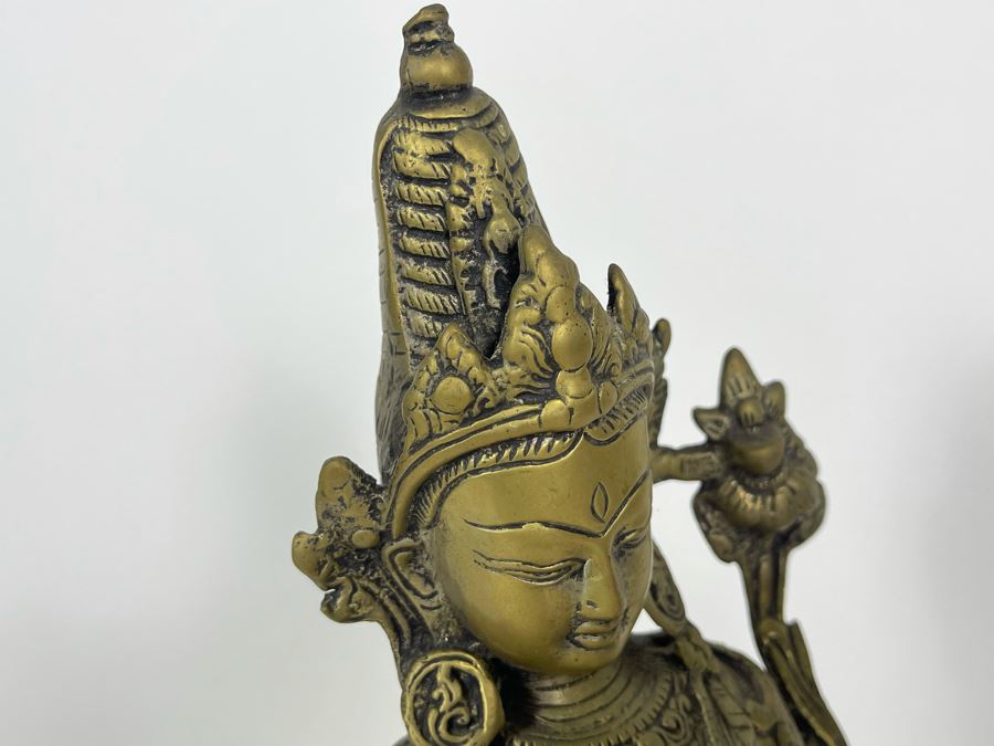 Brass Tibetan Buddhist Deity Standing Tara Sculpture From India 16.5'H [Photo 9]