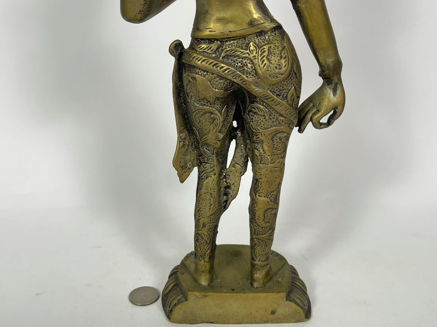 Brass Tibetan Buddhist Deity Standing Tara Sculpture From India 16.5'H [Photo 12]