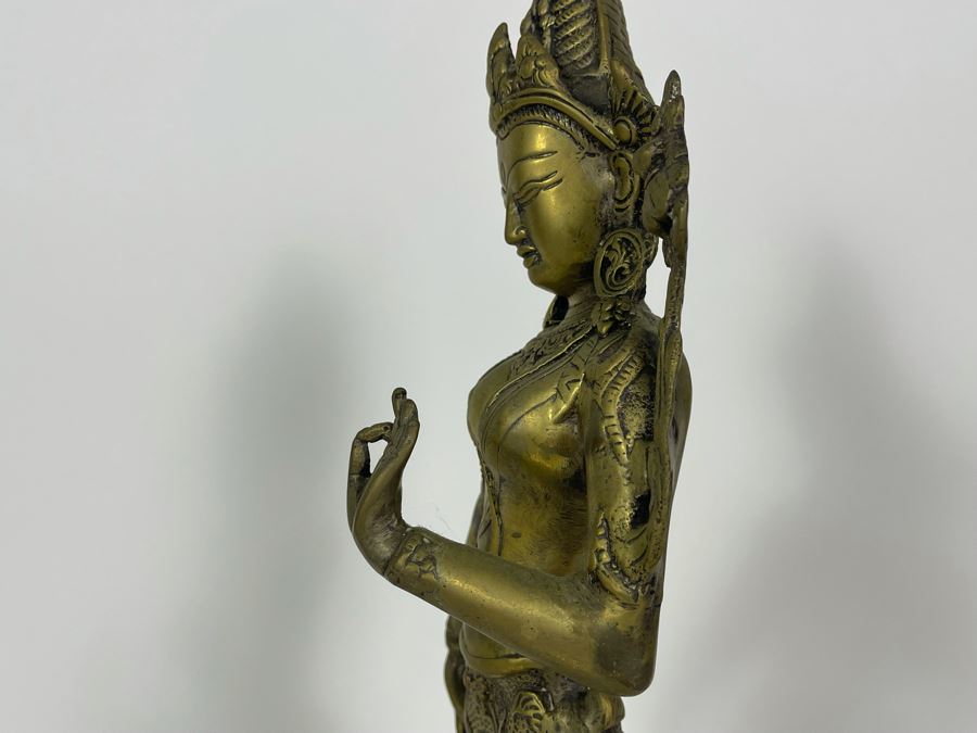 Brass Tibetan Buddhist Deity Standing Tara Sculpture From India 16.5'H [Photo 14]