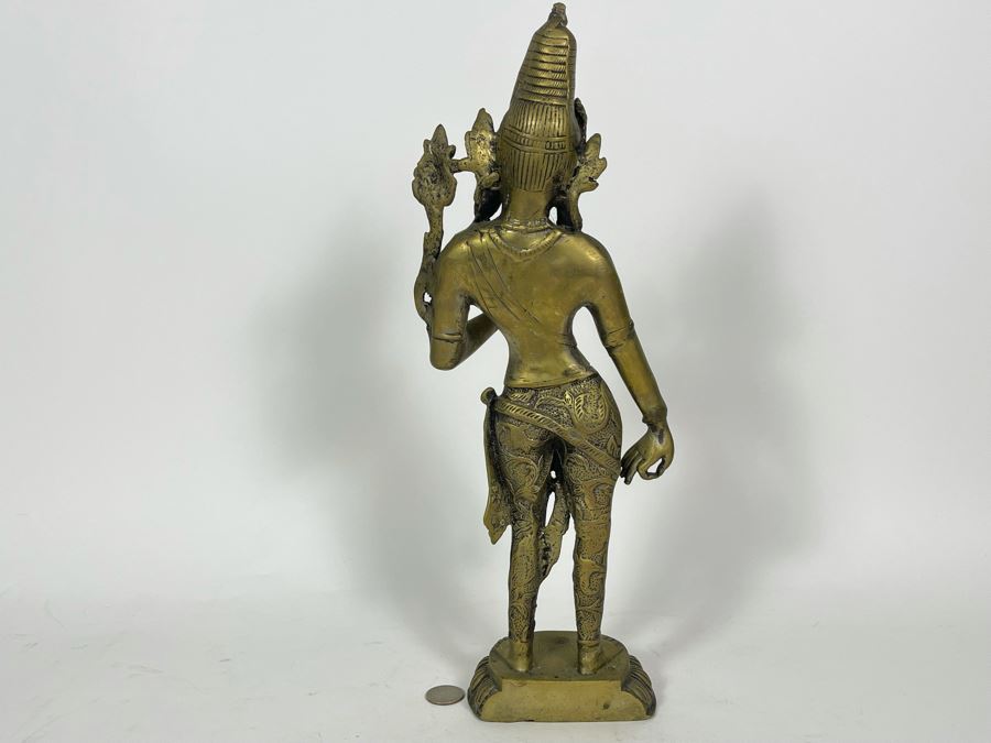 Brass Tibetan Buddhist Deity Standing Tara Sculpture From India 16.5'H [Photo 11]